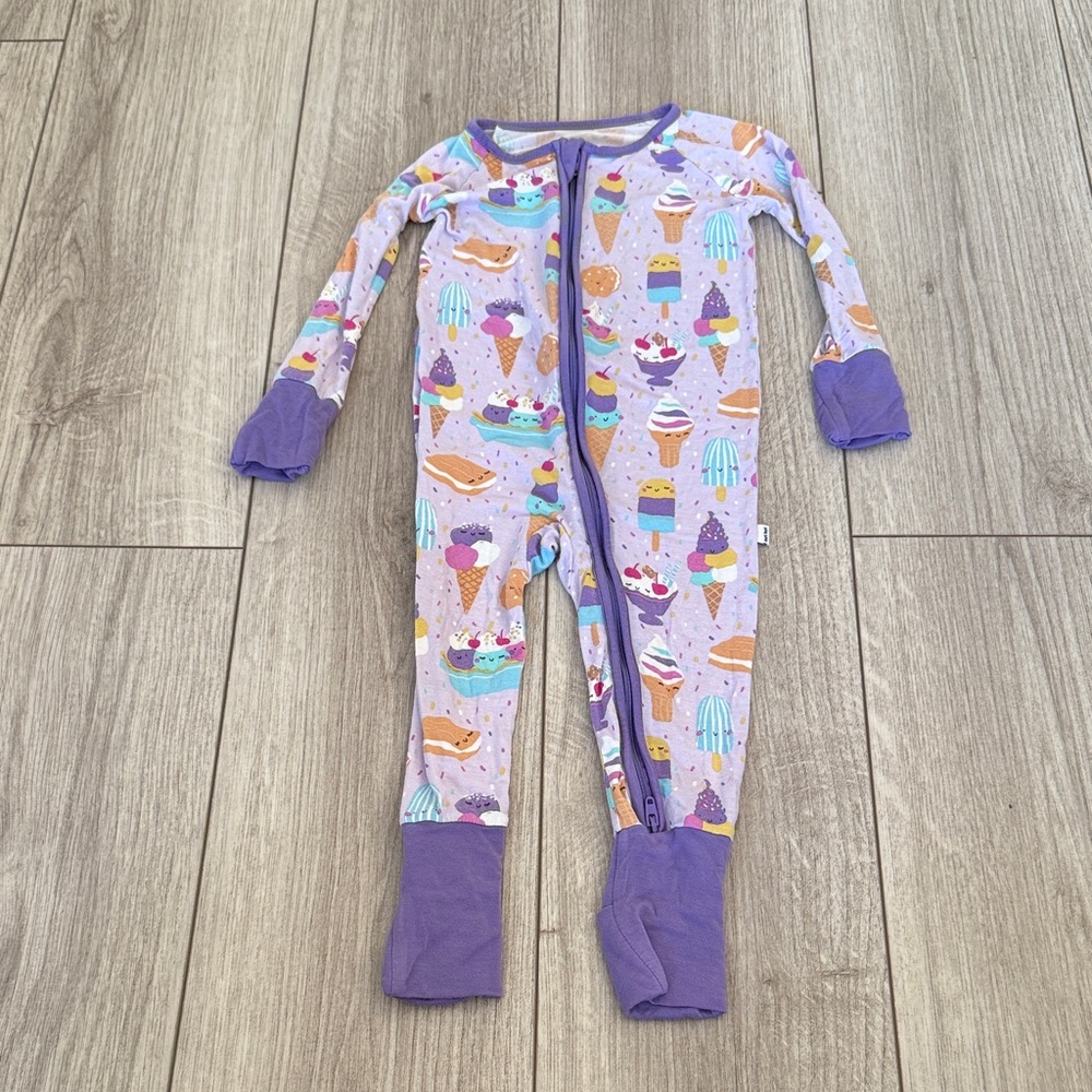 Little Sleepies Wilderberry Sundae Ice Cream Footie Pajamas 6-12 Months